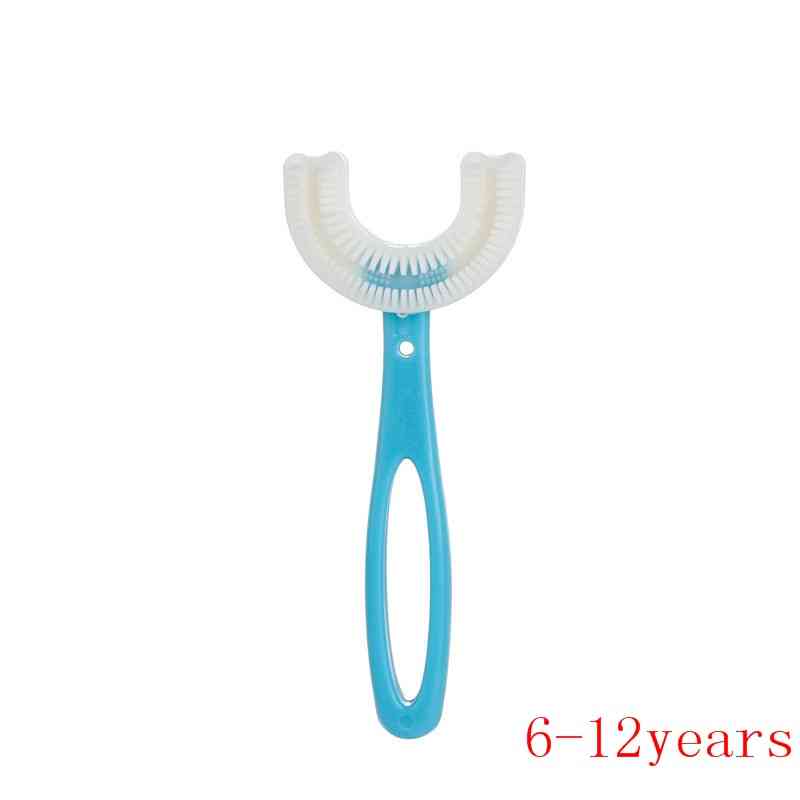 Hot Selling 2-12 Ages Kids Toothbrush U-shape Infant Toothbrush With Handle Silicone Oral Care Cleaning Brush For Baby
