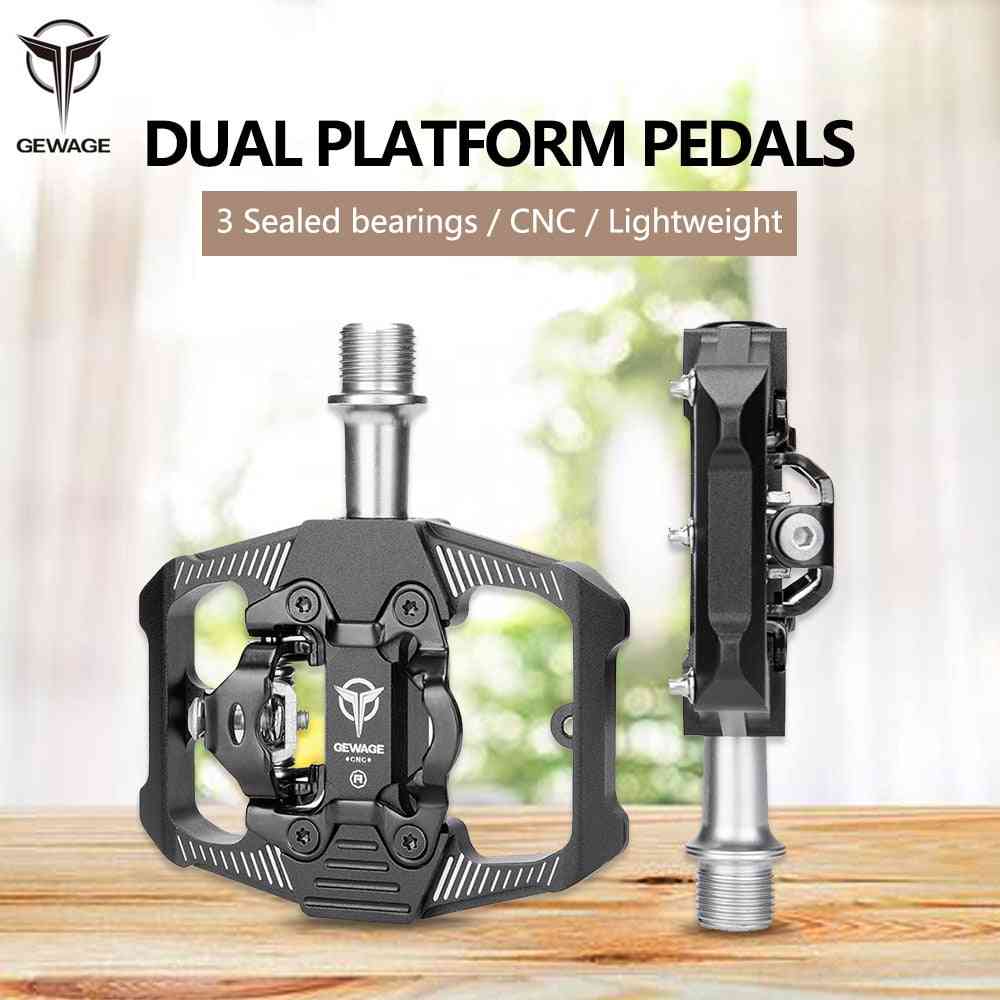 Gewage cykellås pedal 2 i 1 med fri klamper til spd system mtb road aluminium anti-slip forseglet lejelås tilbehør