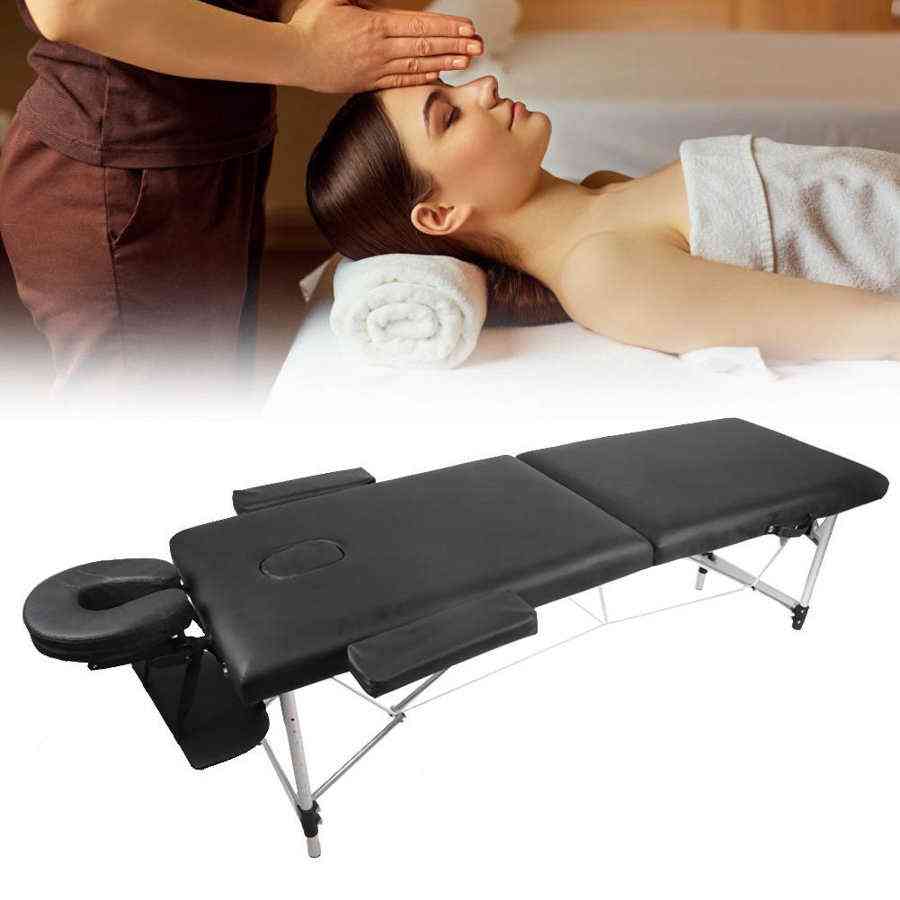Folding Portable Massage Table Adjustable Height Pu Leather Waterproof Massage Bed