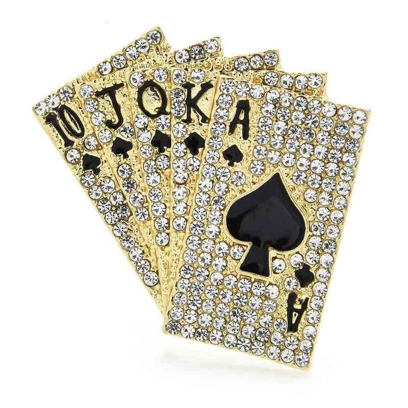 Sparkling Full Crystal Poker Brooch Pins