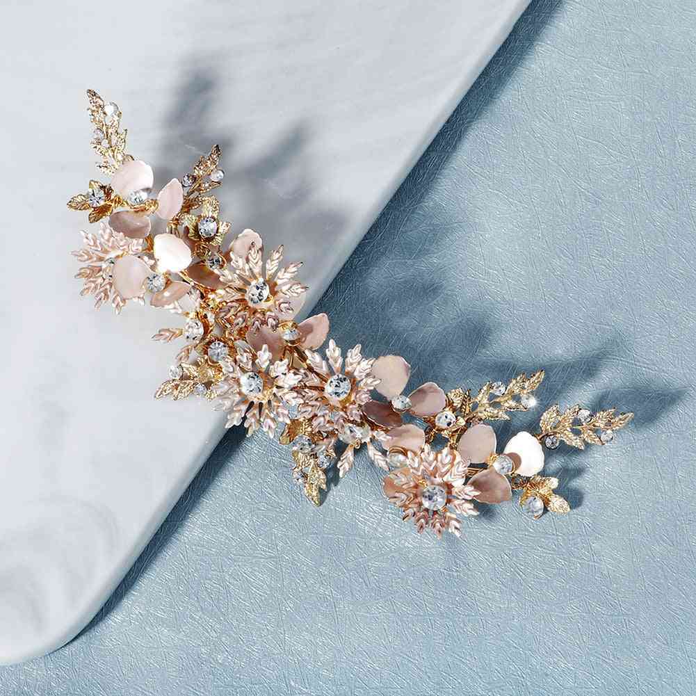 Mori Rhinestone Side Clip Vintage Gold Flower Bridal Hair Accessories