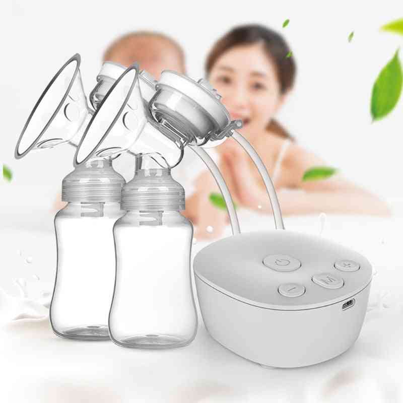 Electric Double Breast Pump Kit With 2 Milk Bottles