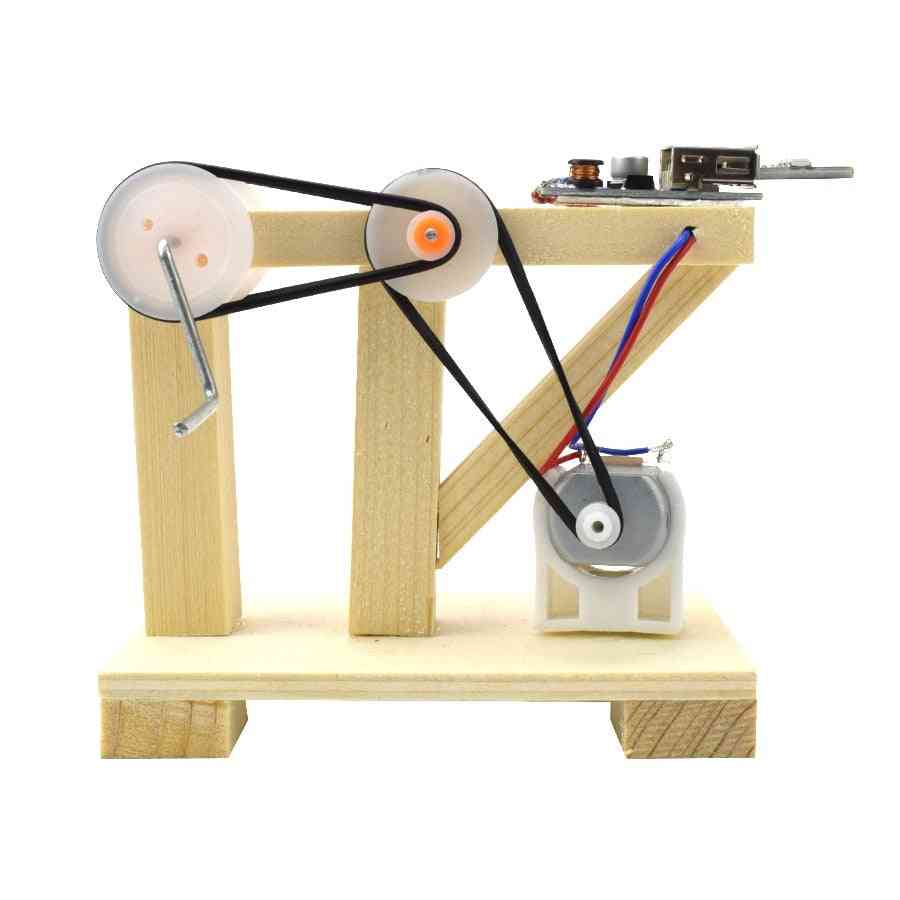 Hand Generator Model Kits Diy Wooden Manual Dynamo Science