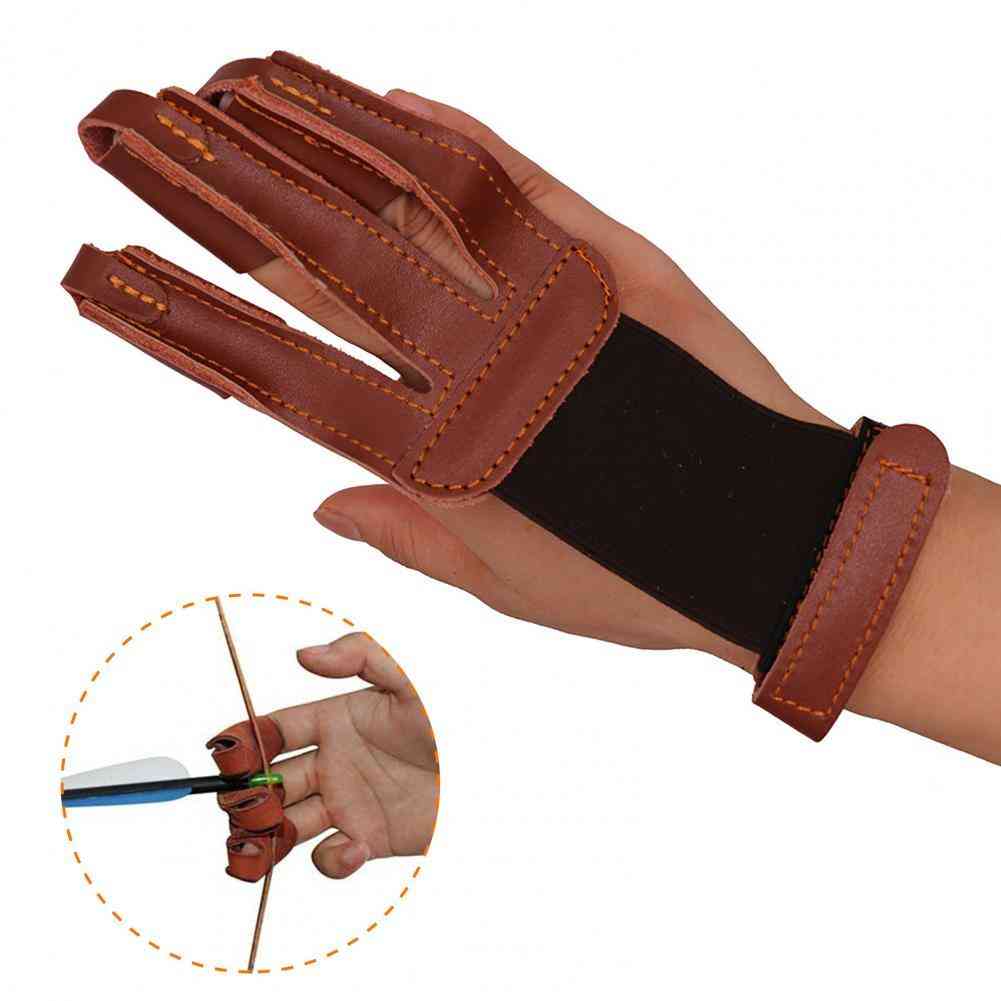 Adjustable 3 Finger Cowhide Archery Finger Glove
