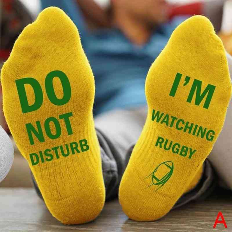 Rugby Socks Do Not Disturb Stockings Unisex Men Women Socks Cotton Fun Letter Crew Breathable Socks Outdoor Sports Sox