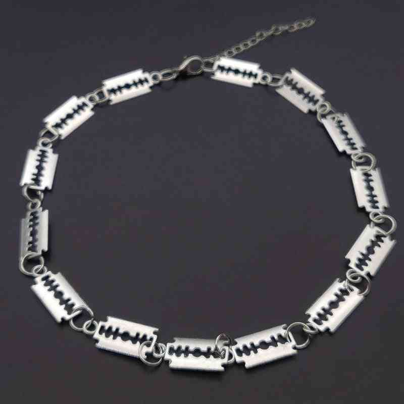 Punk Style Barbed Blade Chain Choker
