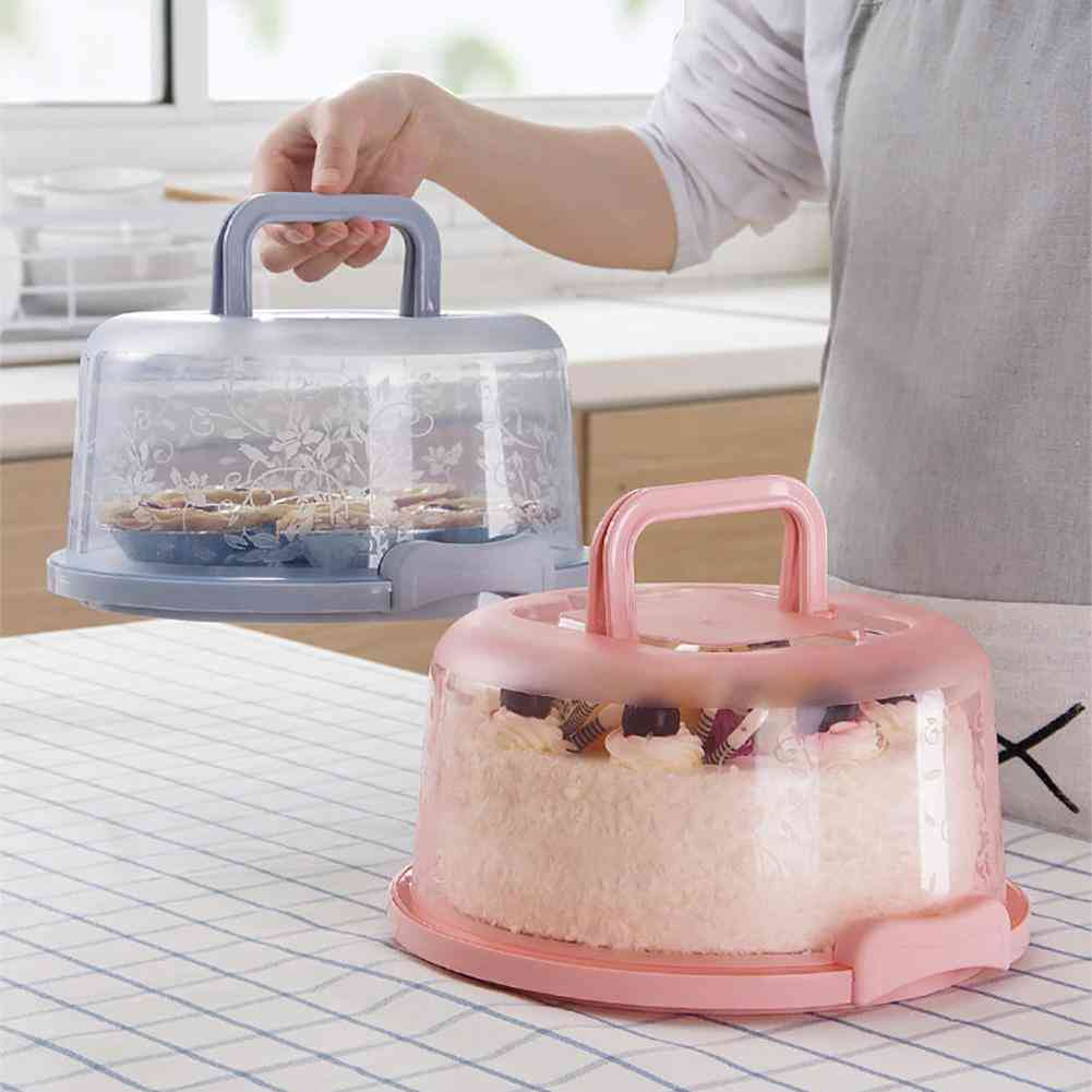 Portable Cake Storage Box Round Birthday Wedding Kitchen Baking Container
