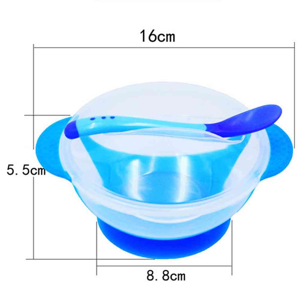 Temperaturavkänning matsked barn porslin matskål lärande rätter servis tallrik/bricka sugkopp baby servis set