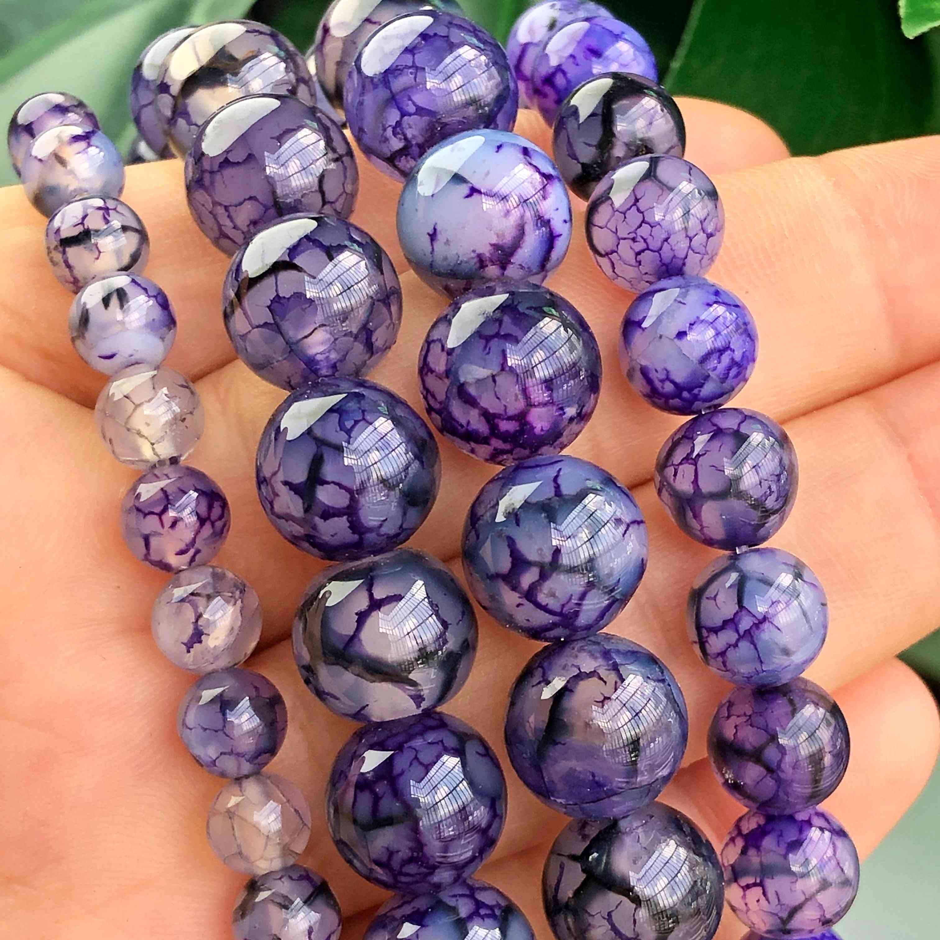 Natural Stone Dragon Vein Agates  Round Beads For Jewelry Making