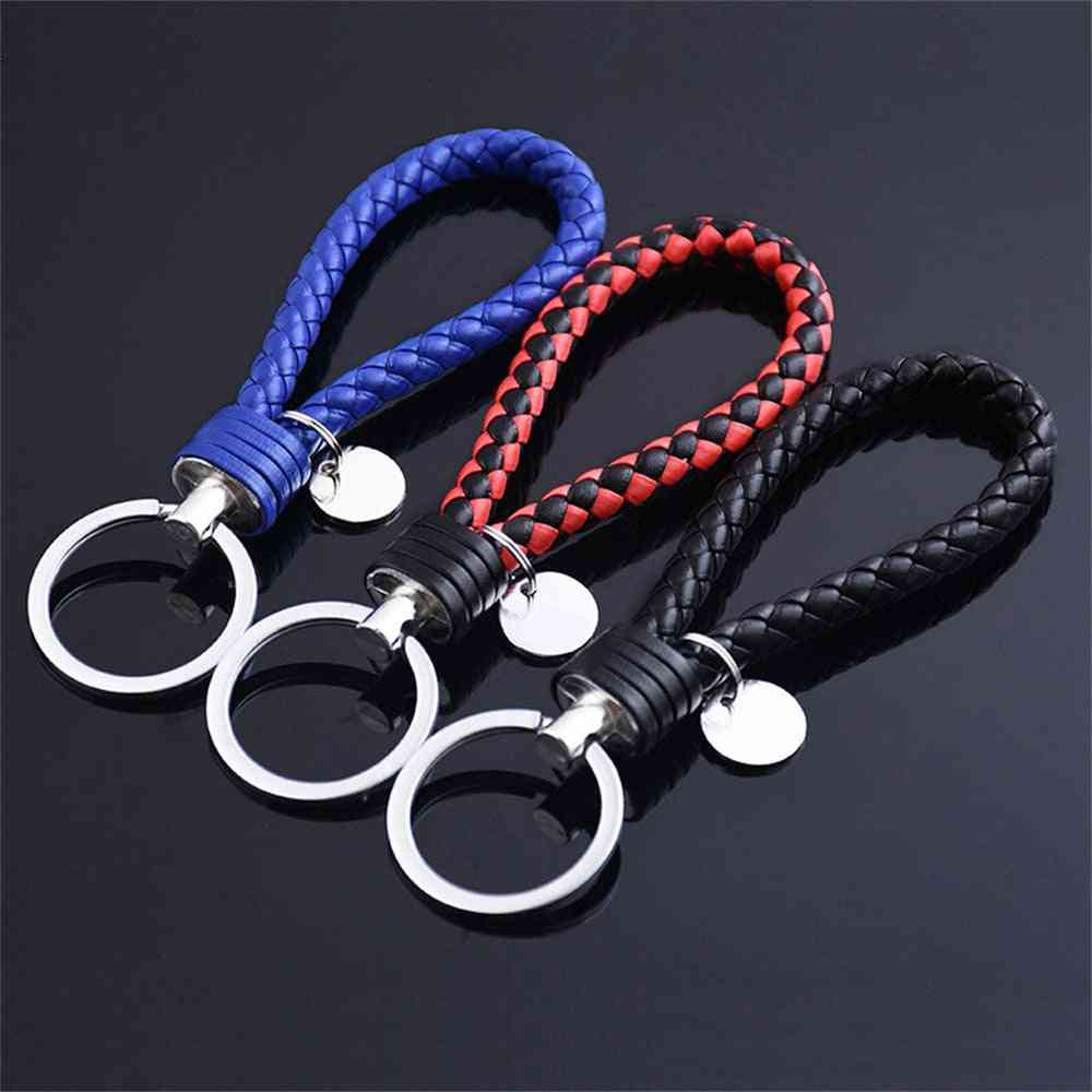 Pu Leather Strap Keychains, Weaving Rope Chain Key Ring