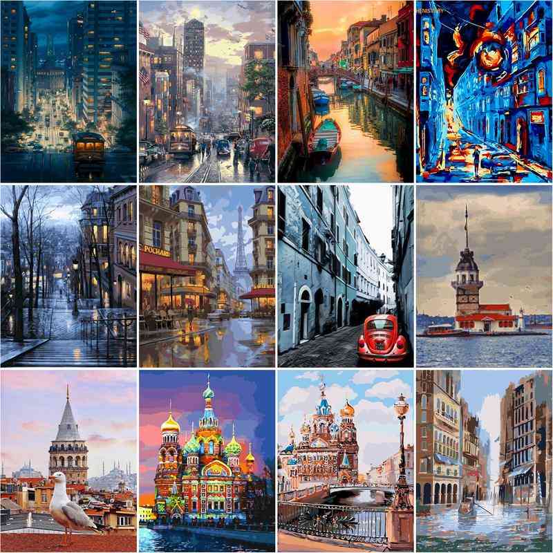 City House Landscape Painting By Numbers - Set A