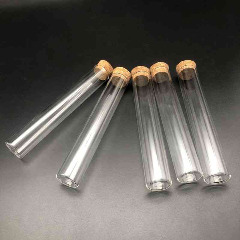5pcs/10pcs Dia 12mm To 30mm Clear Lab Glass Test Tube With Cork Stoppers Flat Bottom Tubes In Laboratory Supplies
