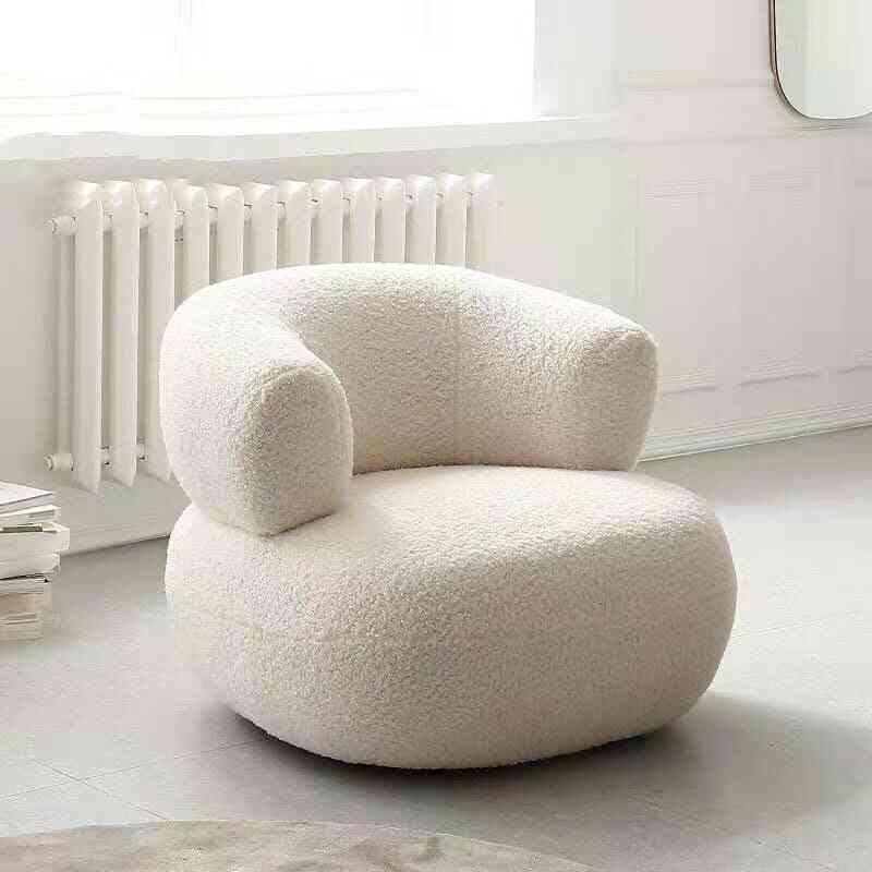 Lambswool Sofa White Lazy Armchair Leisure Light Luxury Living Room Minimalist