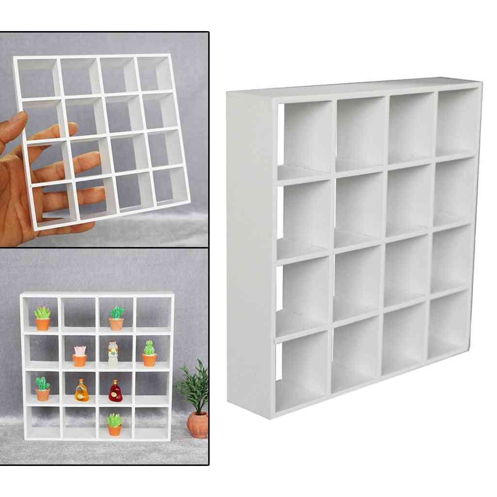 Wooden 16 Lattices Shelves Bookcase Cabinet Storage