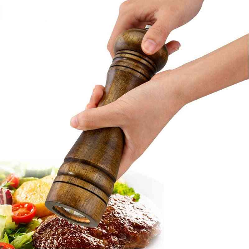 Solid Wood Spice Pepper Mill With Strong Adjustable Ceramic Grinder