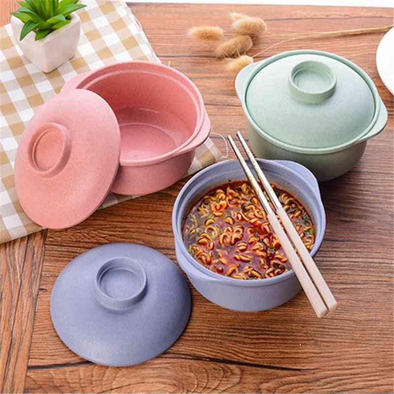 Instant Noodle Bowls With Lids Soup Hot Rice Bowls Style Students