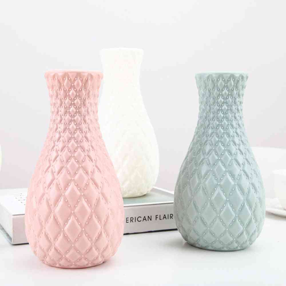 Unbreakable Plastic Flower Vase Decoration Home White Imitation Ceramic Vases