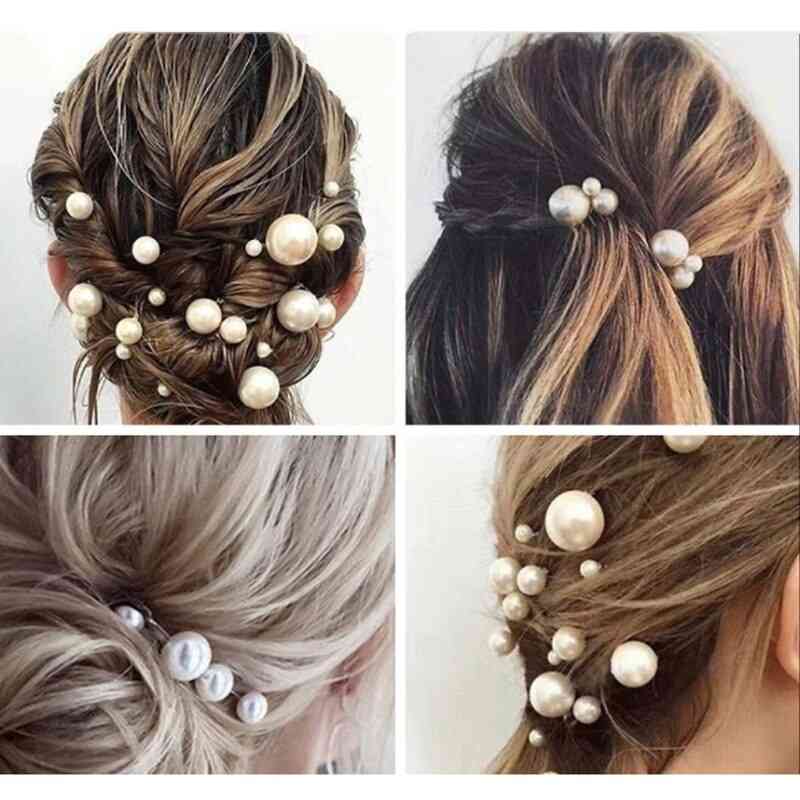 Wedding Pearl Hair Pins Bridal Pearl Rhinestone Hair Pins Kit Hair Accessories