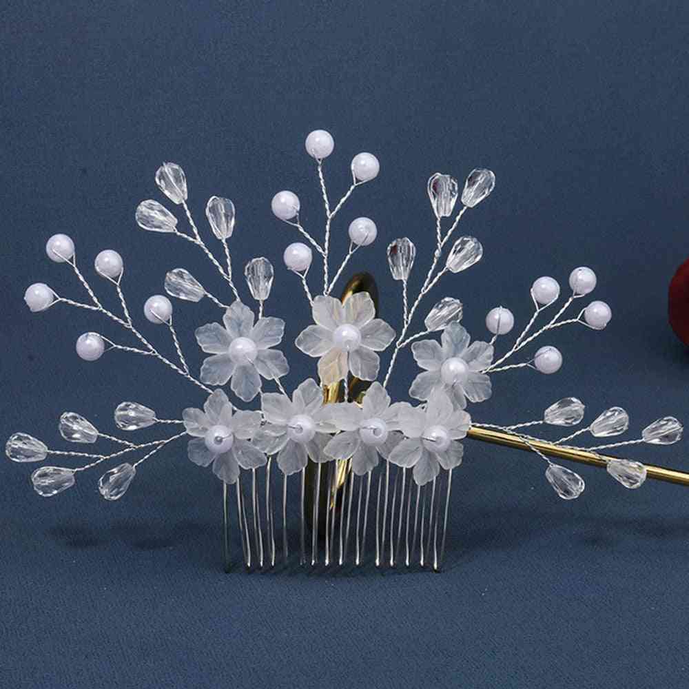 Flower Pearls Tiaras Hairpins