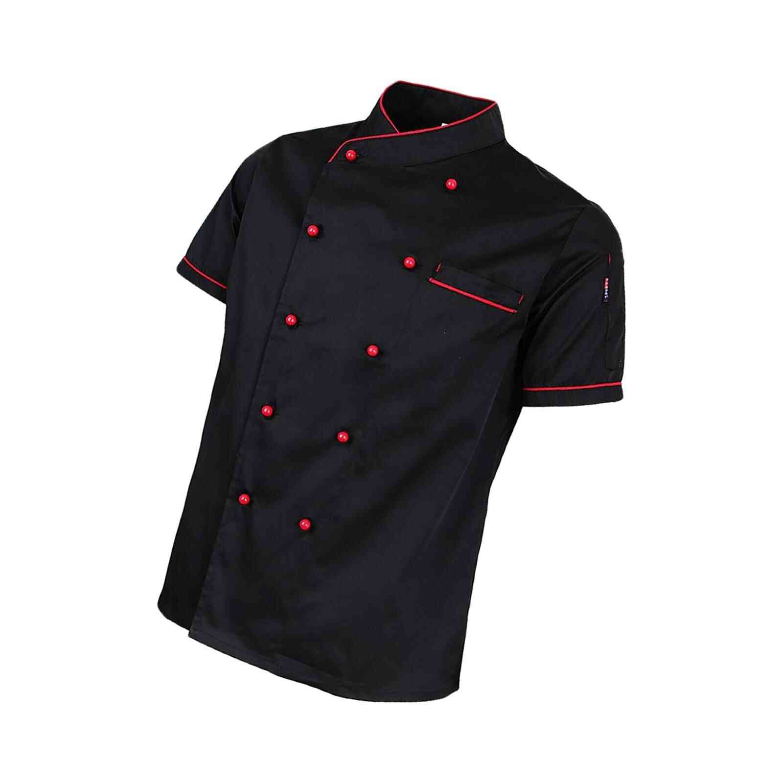 Unisex Chef Jacket Food Service Short Sleeve Breathable Executive Uniform