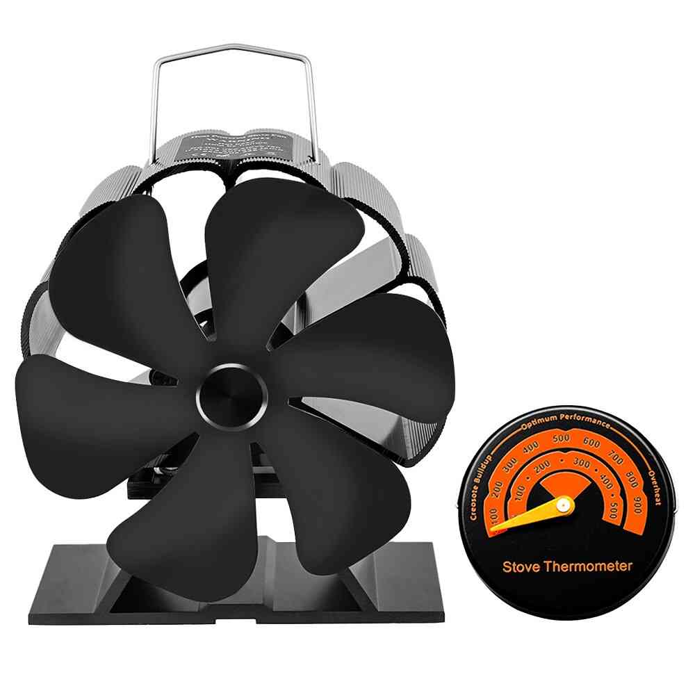 Mini Black Fireplace Heat Powered Stove Fan