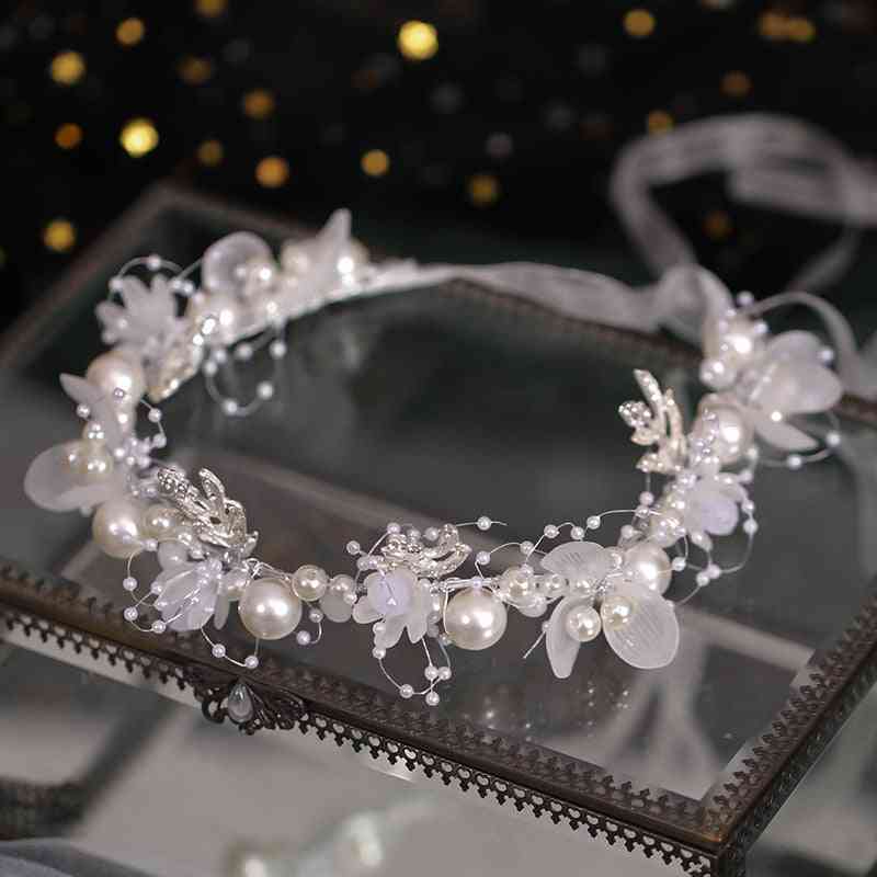 Sølv farge tiaraer pannebånd bryllup brude hår tilbehør perler