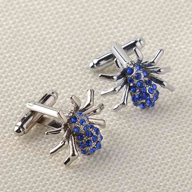Newest Fashion Blue Crystal Spider Cufflinks