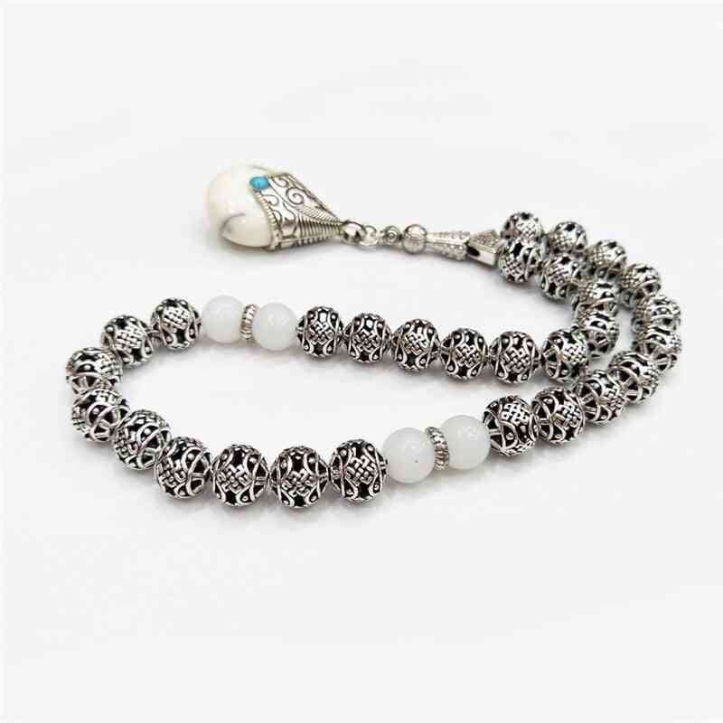 Tesbih Store 10mm Silver Plated Prayer Beads