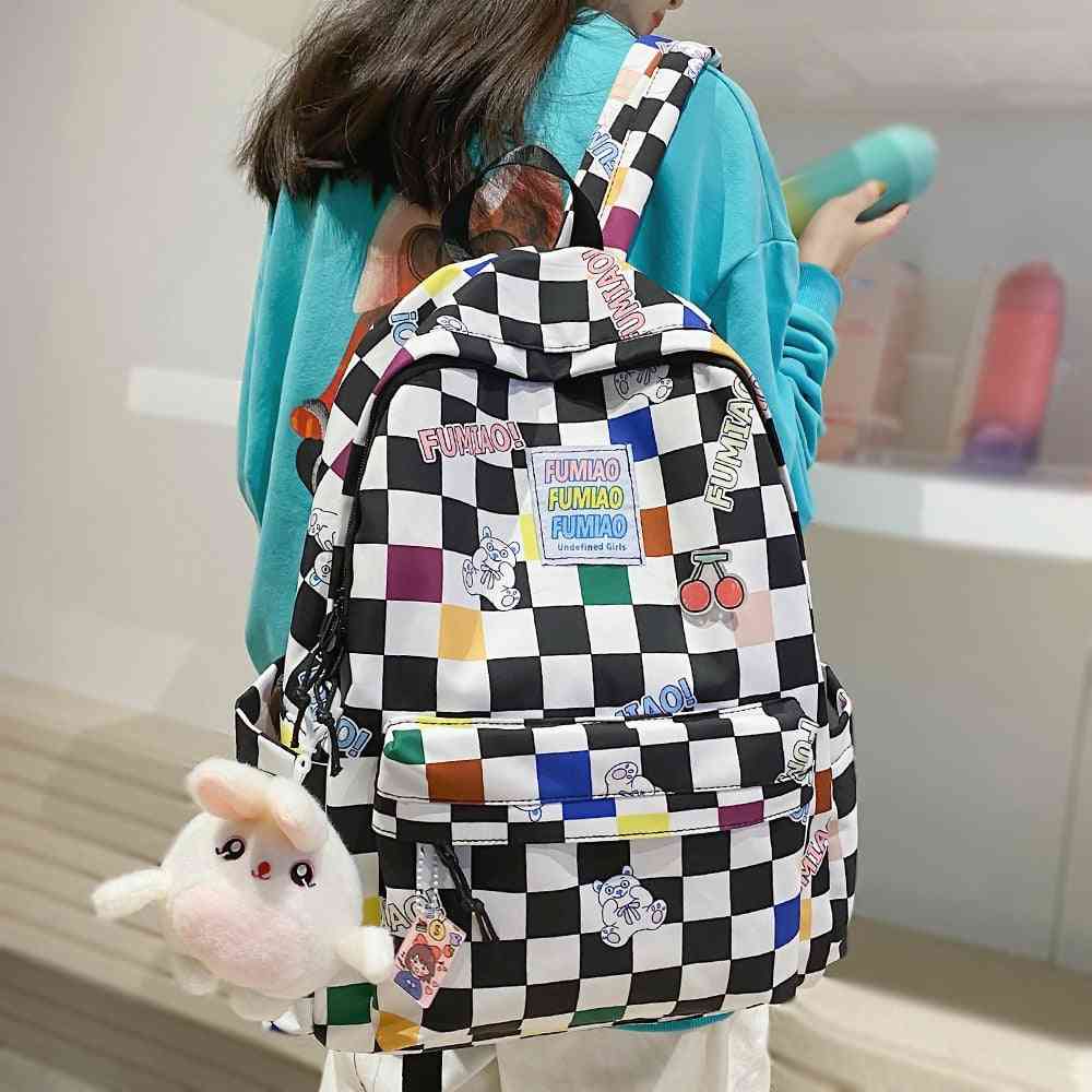 Lattice Travel Cartoon Cute College Backpack