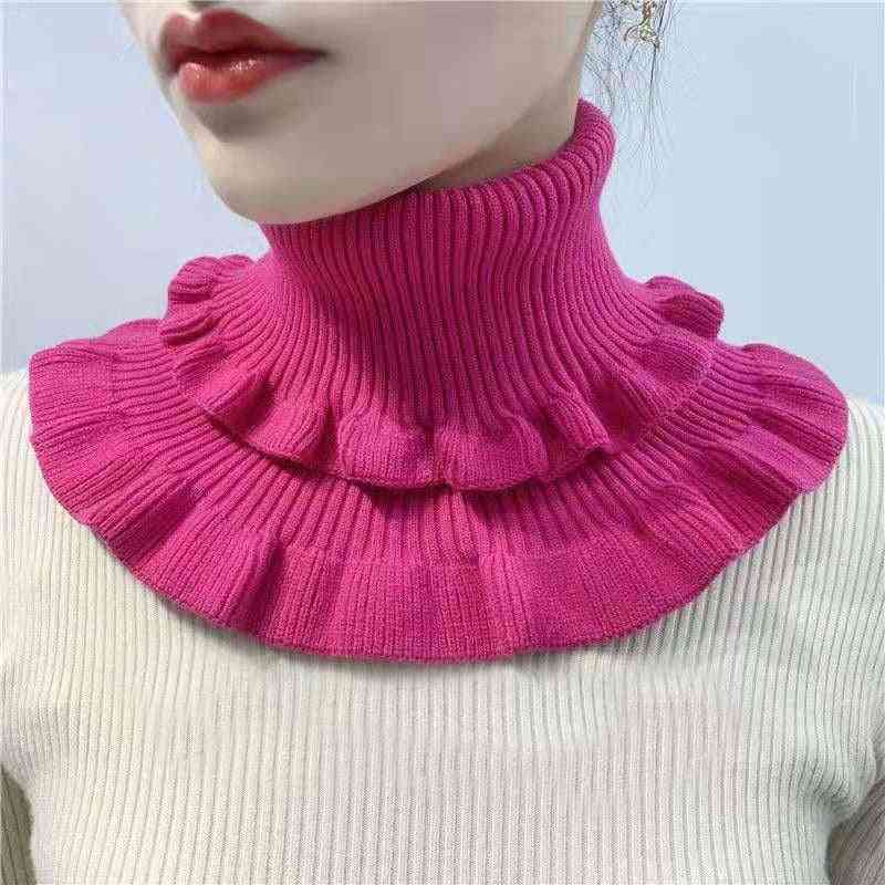 Wool Knitted Soft Solid Scarf Neck 