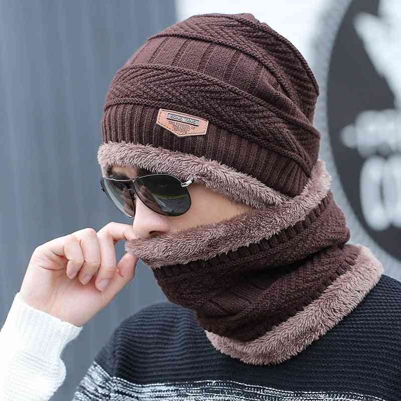 Cap And Scarf Cold Warm Leather Winter Hat For Women Men Bonnet Warm Cap