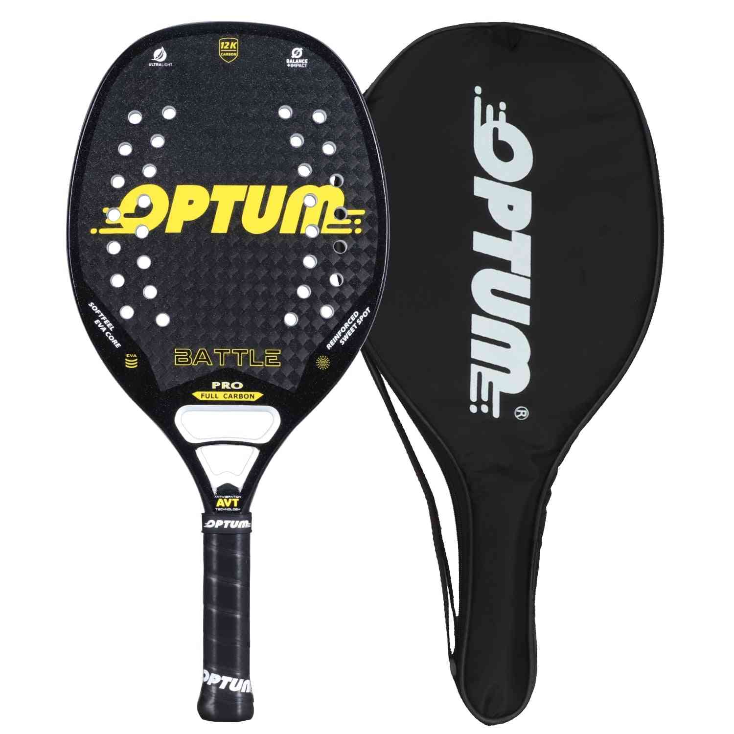 12k Carbon Fiber Rough Surface Pro Beach Tennis Racket With Cover Bag