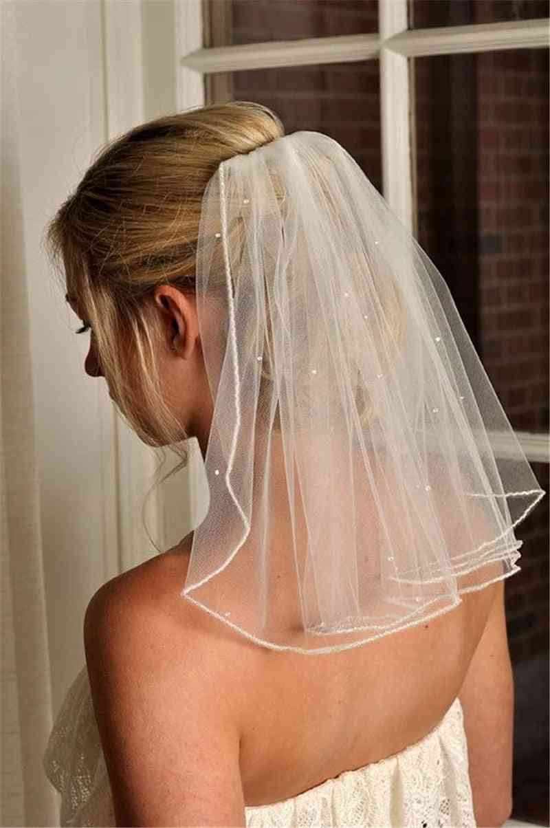 Soft Tulle Bridal Veils Comb Crystal Wedding Accessories