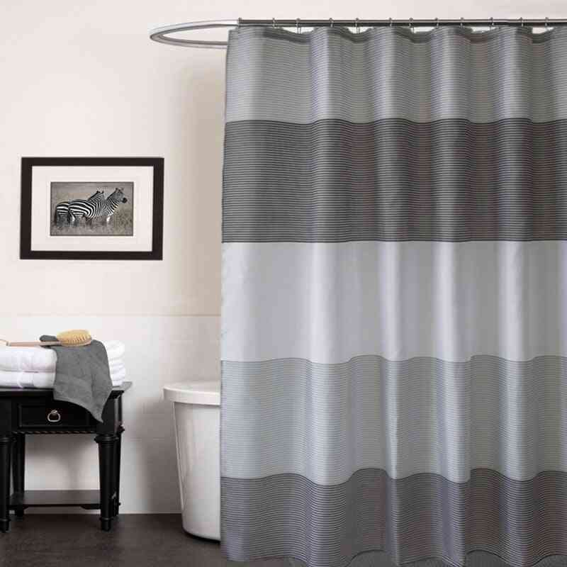 Bathroom Shower Curtains Stripes Waterproof Hooks Accessories