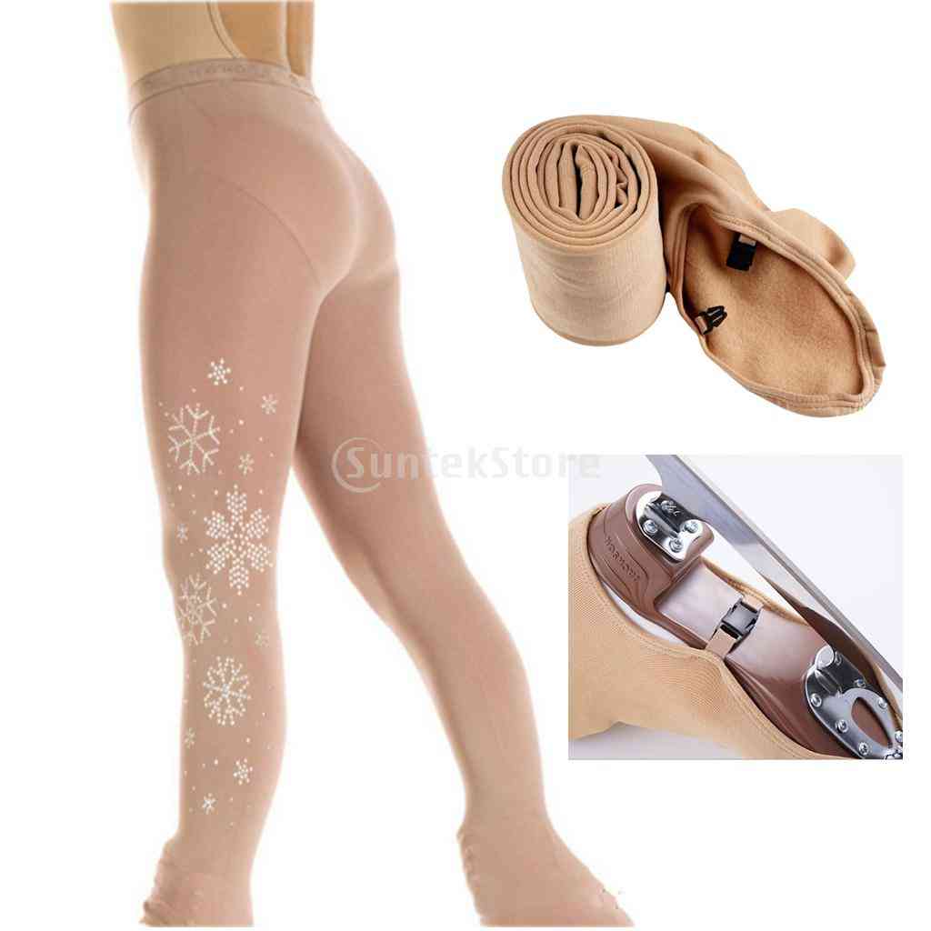 Women Over Boot Footless Crystal Skate Pants Tights