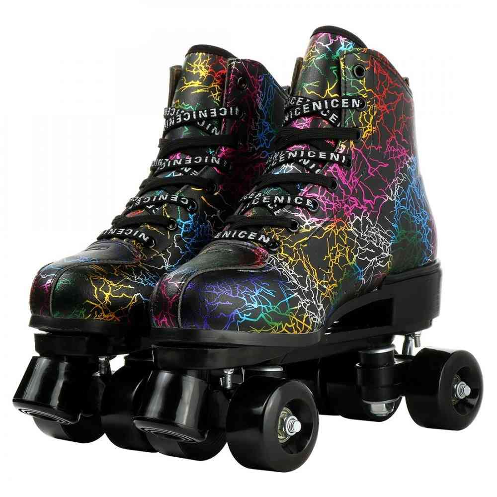 Patines Wrotki Leather Roller Skates Shoe Set-a