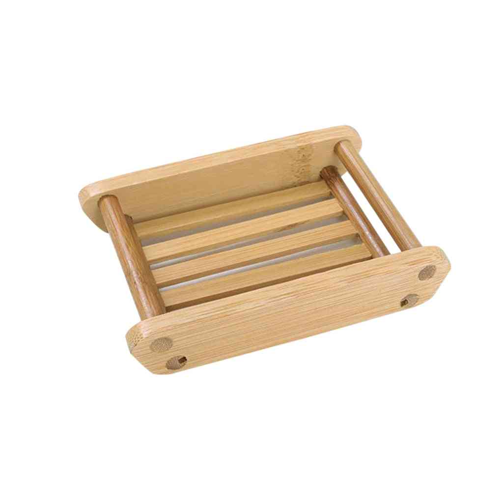 Wooden Natural Bamboo Soap Dishes Tray Holder Storage  Rack